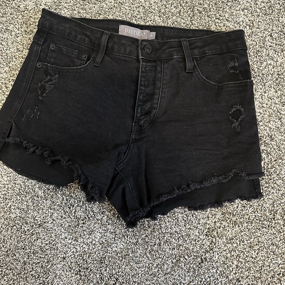 Pants - Black distressed Jean shorts. Size large.